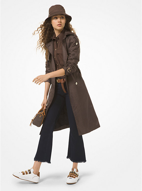 Logo Print Ciré Trench Coat | Michael Kors US