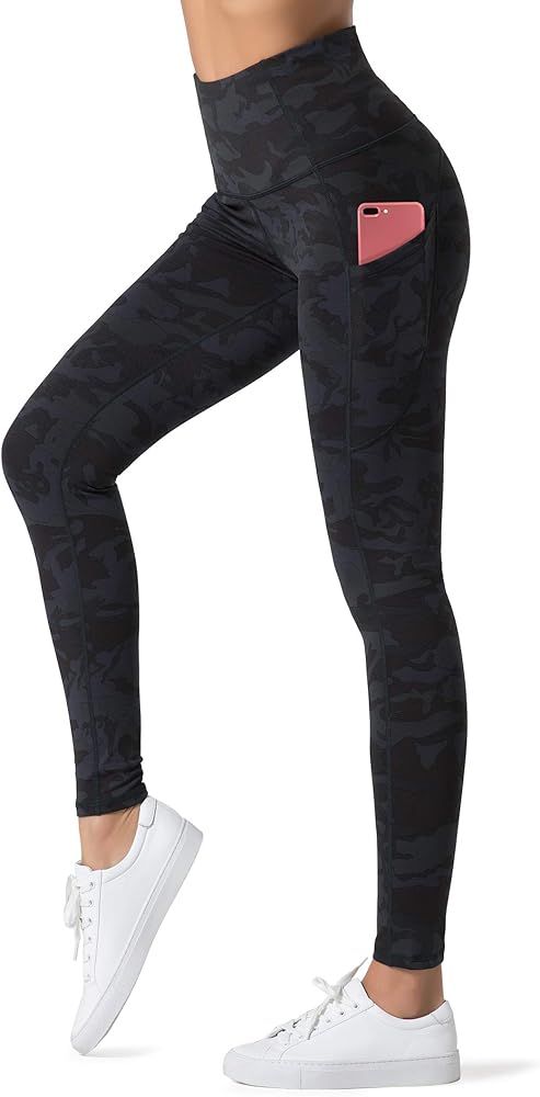 High Waist Yoga Leggings with 3 Pockets,Tummy Control Workout Running 4 Way Stretch Yoga Pants | Amazon (US)