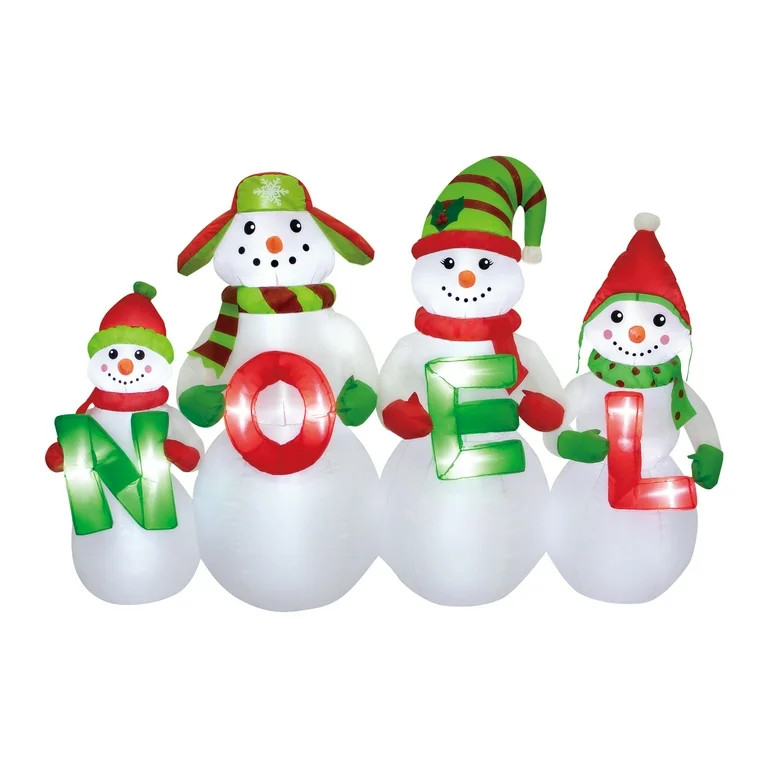 4.2 ft Noel Snowman Family Christmas Airblown Yard Inflatable, Red/Green/White, by Holiday Time | Walmart (US)