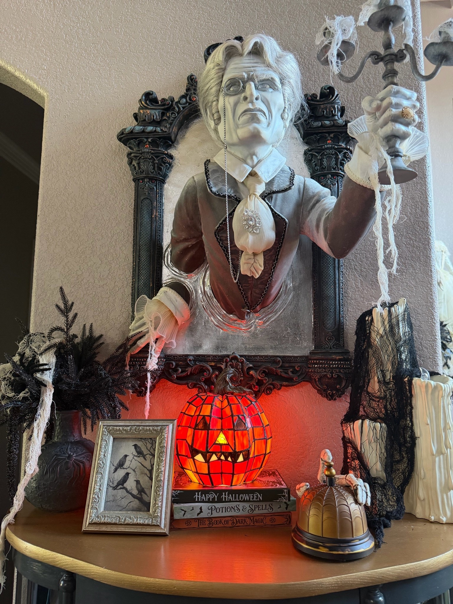 This little corner is serving haunted mansion meets witch’s library and I’m obsessed. 🎃🕯️🖤

The glowing stained-glass pumpkin might be my favorite Halloween find this year, and those stacked spell books underneath it make the whole setup. Just a couple pieces, but they add SO much spooky glow and character.

🎃 Facebook: Pumpkin + stacking books linked below!
📚 Instagram: Comment BOOKS and I’ll send you the deets!

#HalloweenDecor #HalloweenFinds #SpookySeason #HalloweenHome #Halloween2026

#LTKSeasonal #LTKdayinmylife #LTKHome