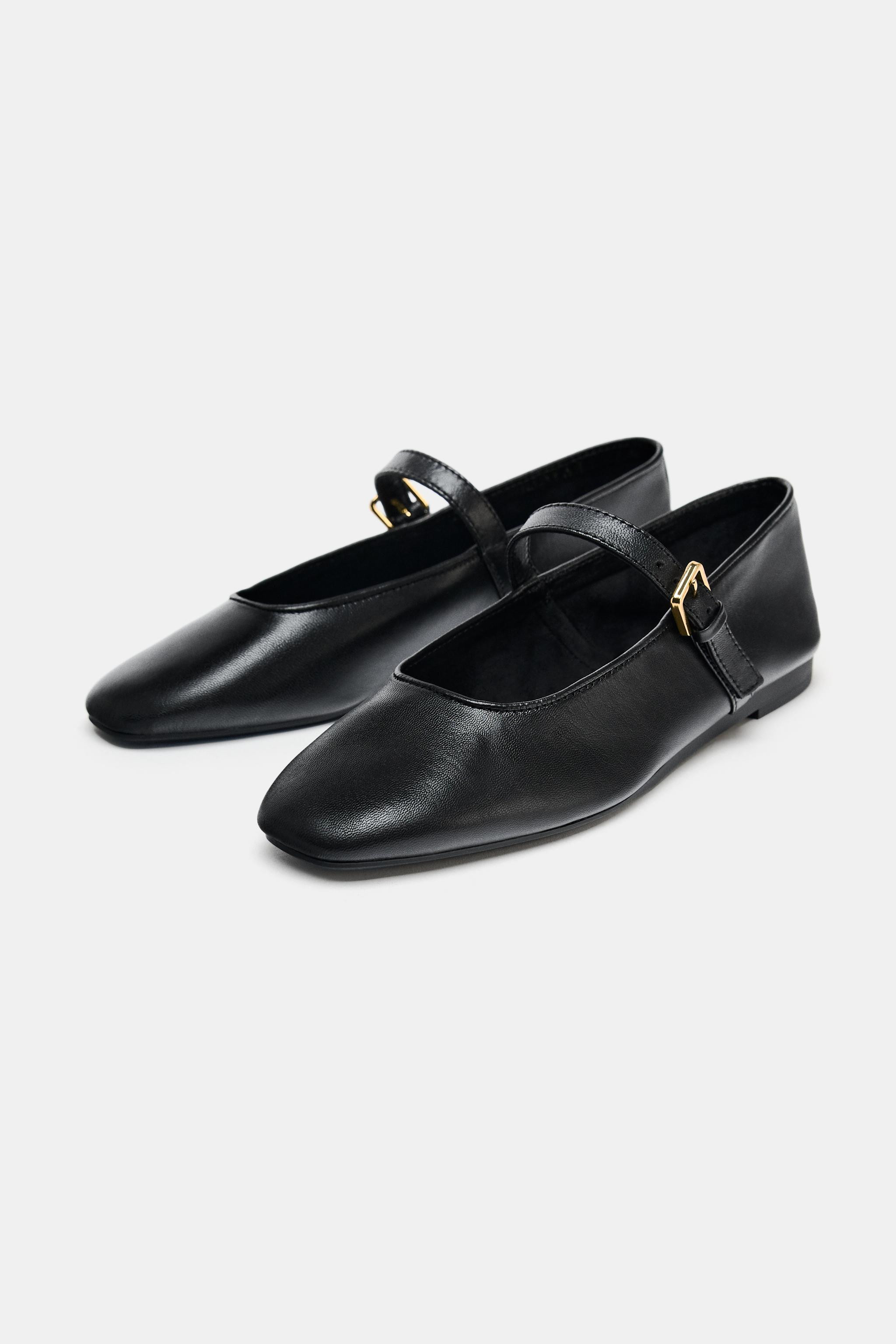 FLAT LEATHER BALLET FLATS | Zara UK