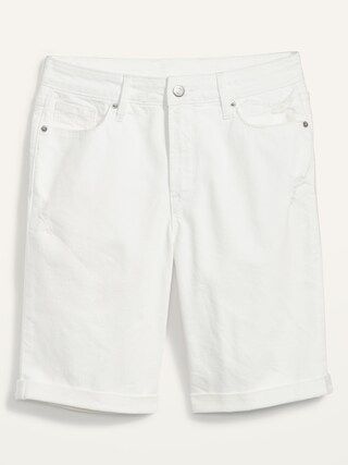 High-Waisted Ripped White Bermuda Jean Shorts for Women -- 9-inch inseam | Old Navy (US)