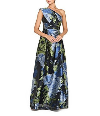 Kay Unger Organza Jacquard One Shoulder Gown -  14 | Dillard's