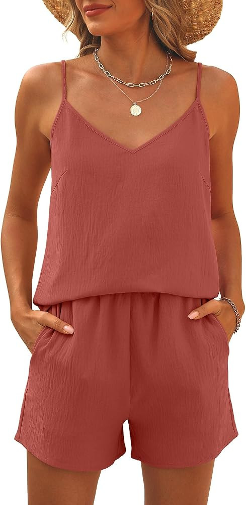 Caracilia Womens 2 Piece Outfits Summer 2025 Shorts Lounge Set Sleeveless Tops Matching Sets Trav... | Amazon (US)
