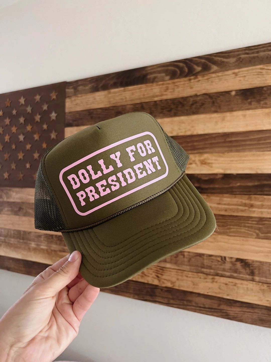 Dolly for President Olive Green Trucker Hat | Etsy (US)