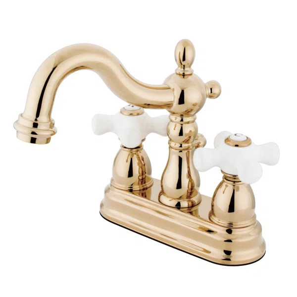 Kingston Brass Heritage Two-Handle 3-Hole Deck Mount 4" Centerset Bathroom Faucet with Plastic Po... | Wayfair North America