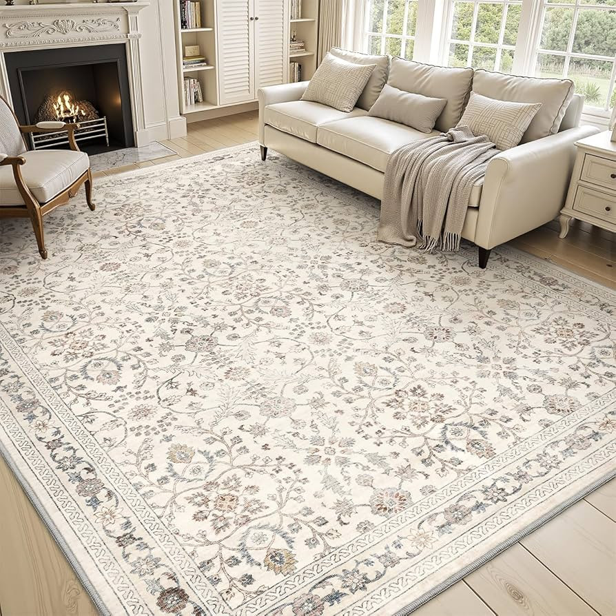 MontVoo-Vintage Area Rug 8X10 Beige for Living Room - Soft Distressed Printed Carpet for Bedroom ... | Amazon (US)
