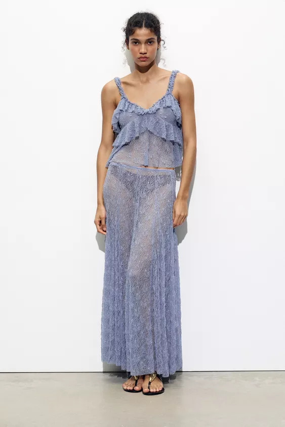 LACE RUFFLE TOP | Zara US