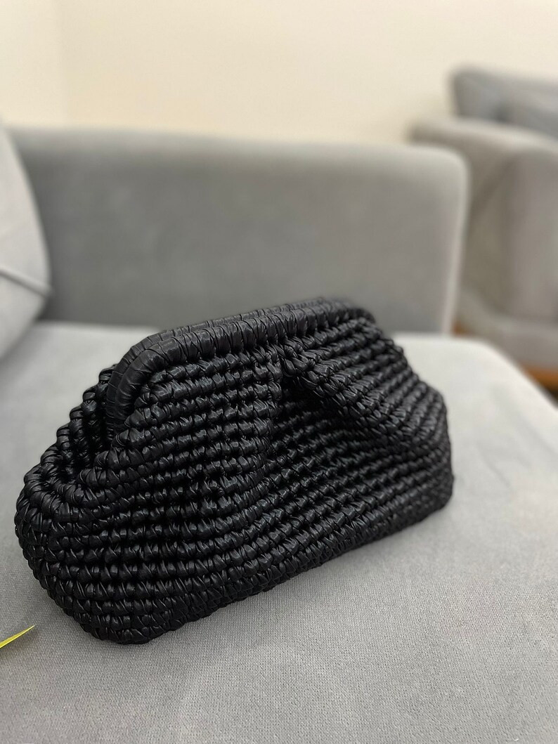 Evening Knitted  Pouch Bag , Crochet Metallic Raffia Clutch Bag | Etsy (US)