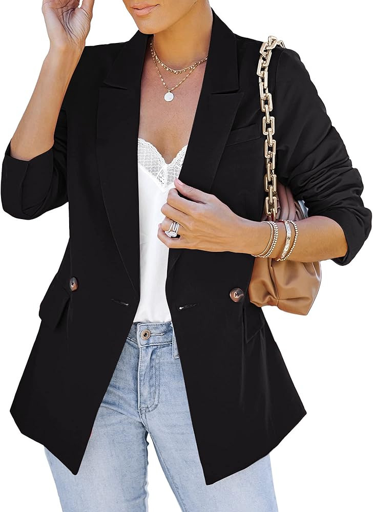 LookbookStore Blazer Jackets for Women Business Casual Outfits Work Office Blazers Lightweight Dr... | Amazon (US)
