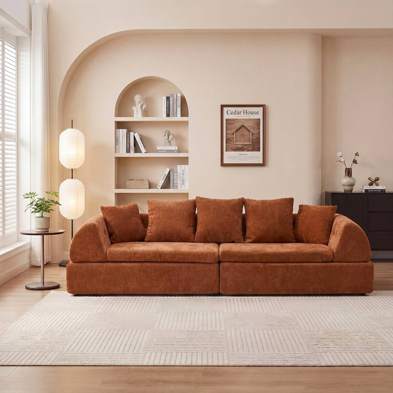 Anysun - Cloud Modular Sectional Sofa - Shape Boneless Couch & Deep Fluffy Seat, No Assembly Required for Living Room Bedroom - Orange | Best Buy U.S.