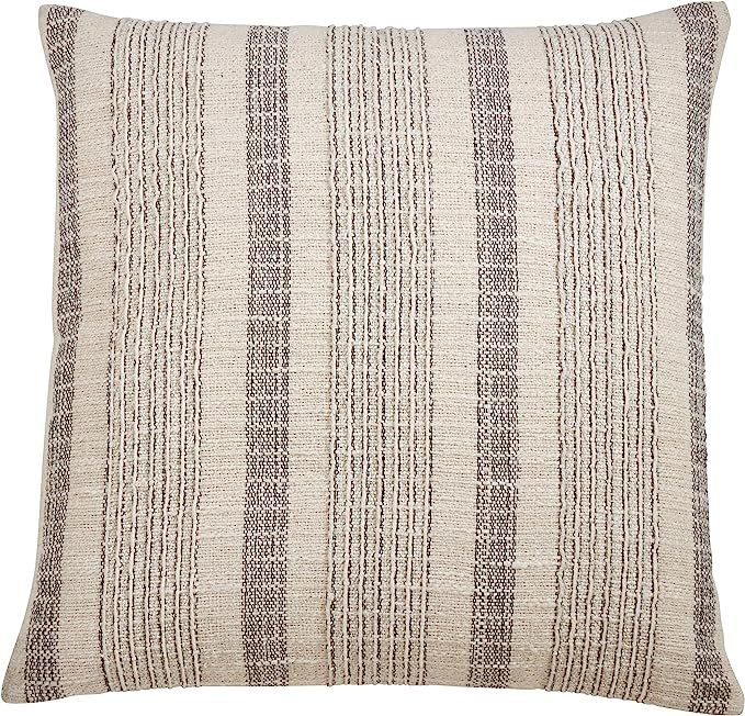 SARO LIFESTYLE Alexandria Collection Woven Striped Down Filled Throw Pillow, 22", Ivory | Amazon (US)