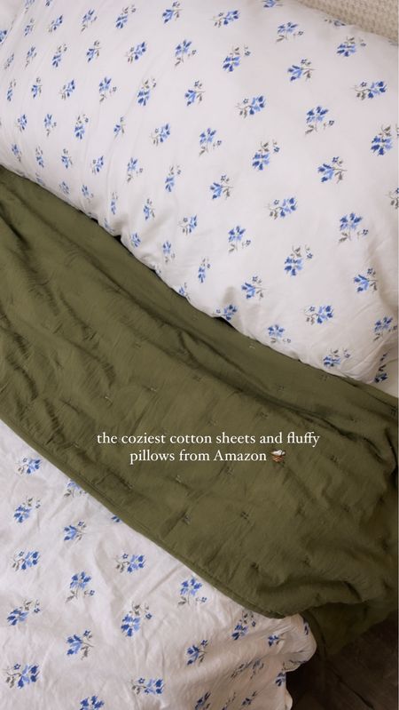 Cozy cottagecore slow living sheets. 100% cotton percale sheets with the prettiest ditzy blue pattern 🤍💙

#LTKfindsunder100 #LTKhome