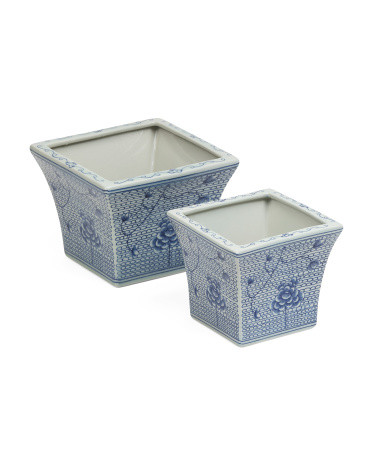 2pc Indoor Hand Painted Water Flower Planter Set | TJ Maxx