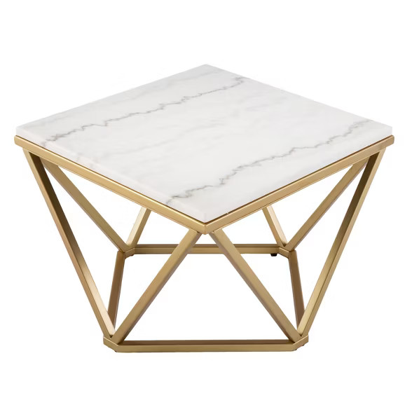 Aiden Lane Meret Marble Accent Table Champagne With Ivory Marble | Target