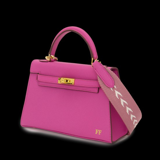 Lily & Bean Hettie Mini Bag -Rose Pink with Initials & Fabric Strap | Lily and Bean