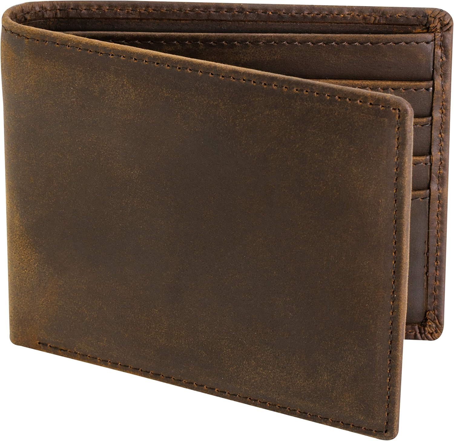 Top Grain Leather Wallet for Men | RFID Blocking | Extra Capacity Bifold Wallet with 2 ID Windows | Ultra Strong Stitching | Slim Billfold with 8 Card Slots | Gift for Him | Amazon (US)