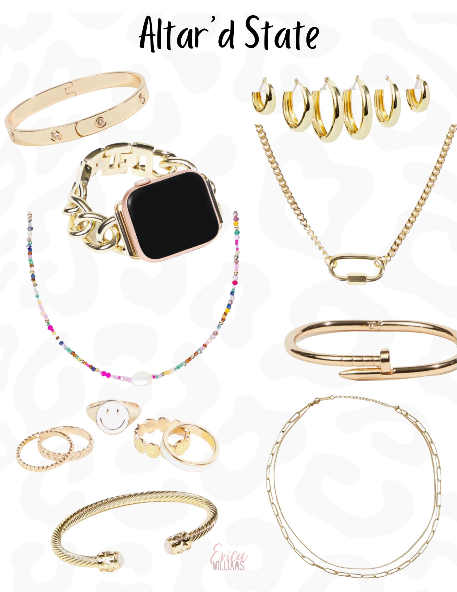 Altar’d State jewelry
Gold jewelry
Gold necklace
Gold earrings
Gold rings
Apple Watch band
Gold Apple Watch band

#LTKunder50 #LTKstyletip #LTKFind