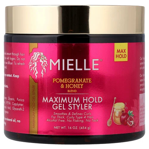 Mielle, Maximum Hold Gel Styler, For Thick, Curly Hair, Pomegranate & Honey Blend, 16 oz (454 g) | iHerb