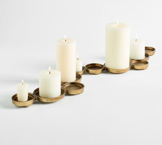 Sedona Brass Candle Holder Centerpiece | Pottery Barn (US)