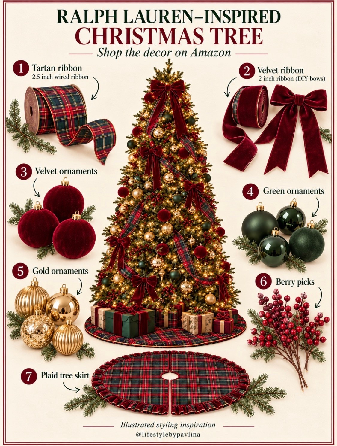 Ralph Lauren Christmas tree

Add these rich textures and colors to create a beautiful tree

Christmas decor, Christmas tree, Ralph Lauren decor