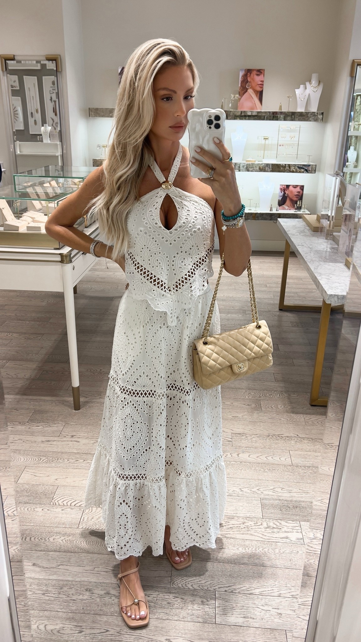 White matching set skirt maxi summer