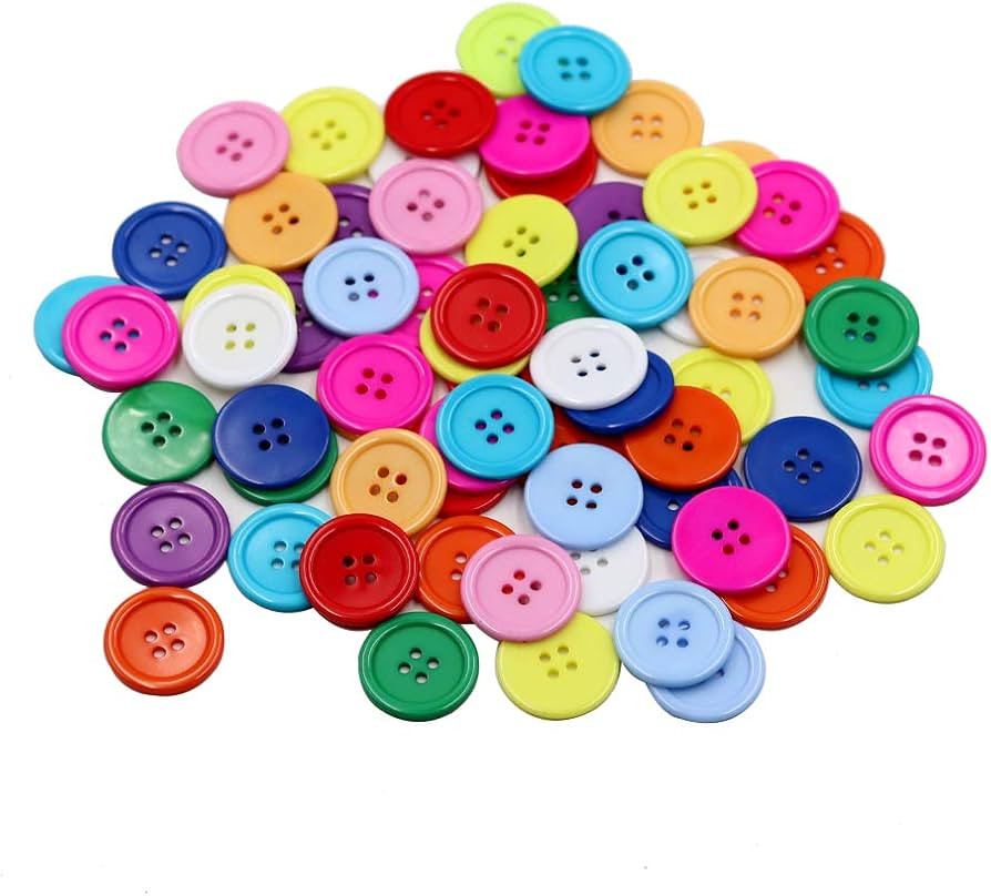 1 Inch Buttons Sewing Flatback Resin Button 12 Mixed Colors Pack of 100 | Amazon (US)