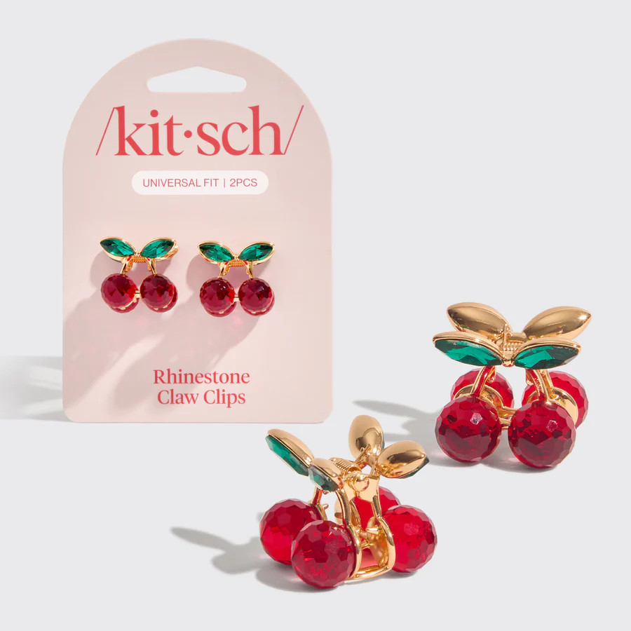 Cherry Rhinestone Claw Clips 2pc Set - Mini | Kitsch