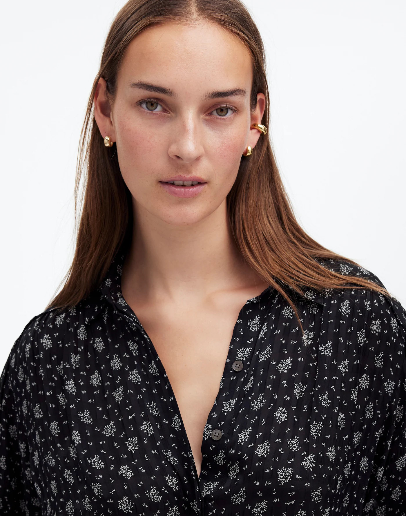 Long-Sleeve Button-Front Top | Madewell | Madewell