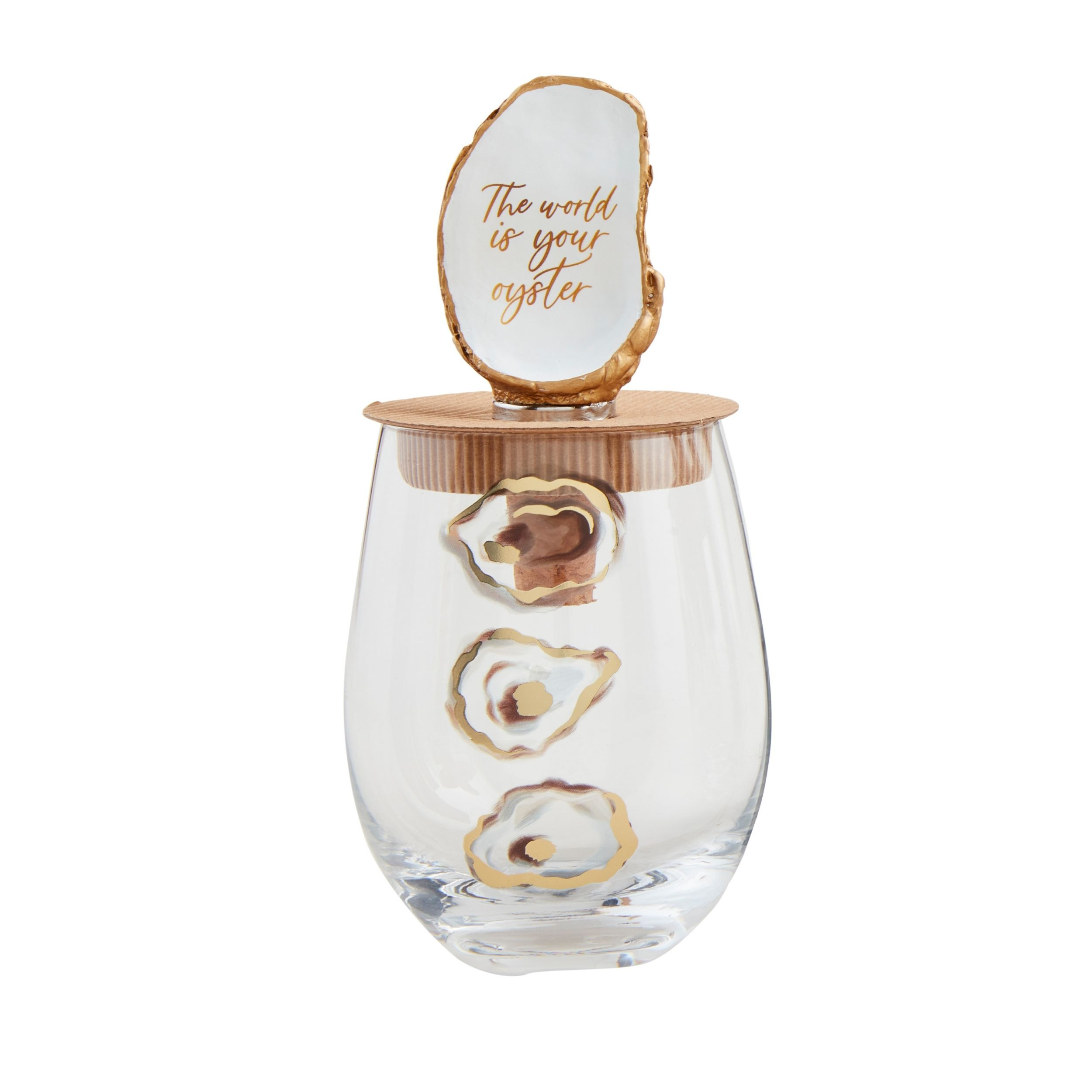 World Oyster Wine Glass And Stopper Set | Mud Pie