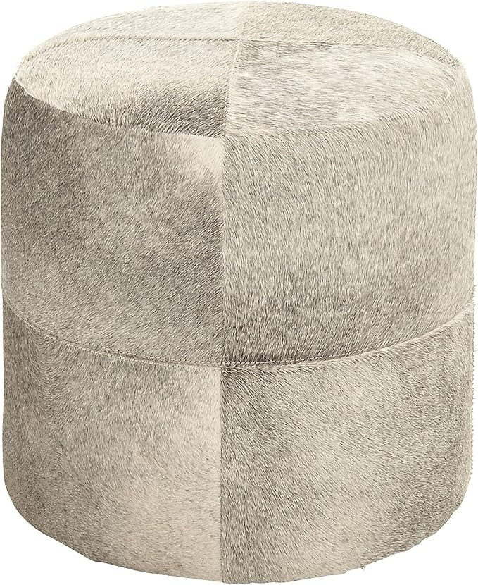 Deco 79 Leather Handmade Stool with Patchwork Pattern, 16" x 16" x 16", Gray | Amazon (US)