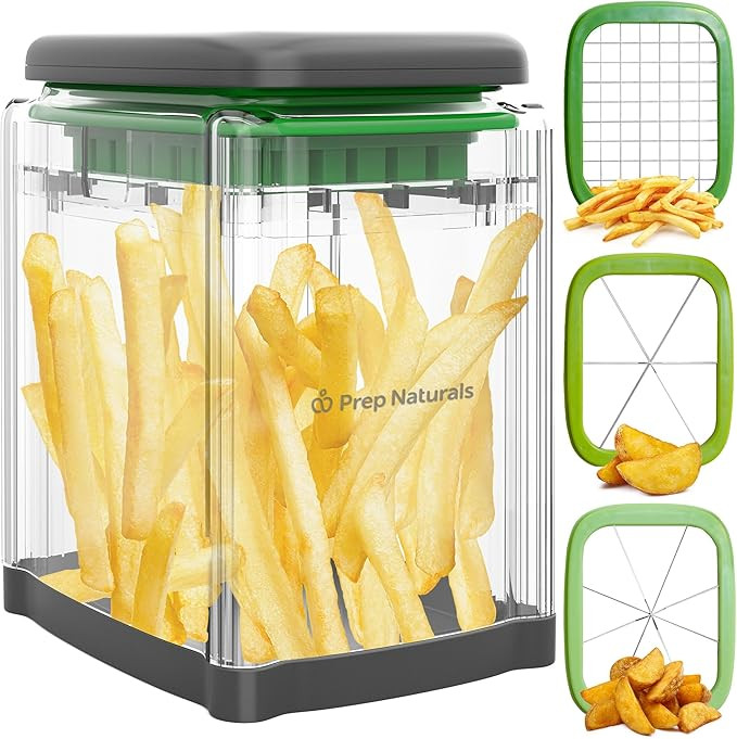 Prep Naturals 3-in-1 Manual French Fry Cutter - Interchangeable Blades for Potato Cutter & Fry Sl... | Amazon (US)