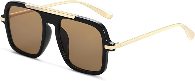 A LONG Retro Square Aviator Sunglasses for Women Trendy 70s Vintage Large Frame UV400 Protection ... | Amazon (US)