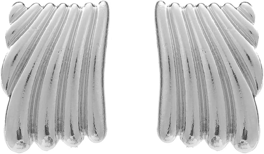 Gold Statement Earrings for Women Trendy Chunky Gold Square Earrings Textured Stud Earrings for W... | Amazon (US)