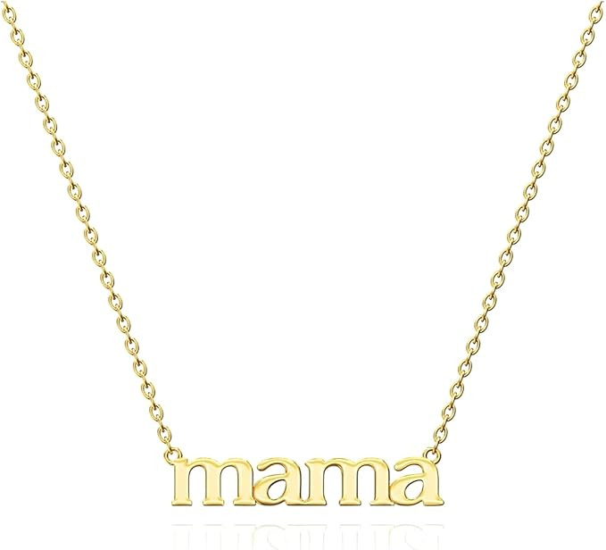4th Command 14K Gold Plated MAMA Necklace Mother Mom Necklace Mothers Day Gift Necklace for Women... | Amazon (US)