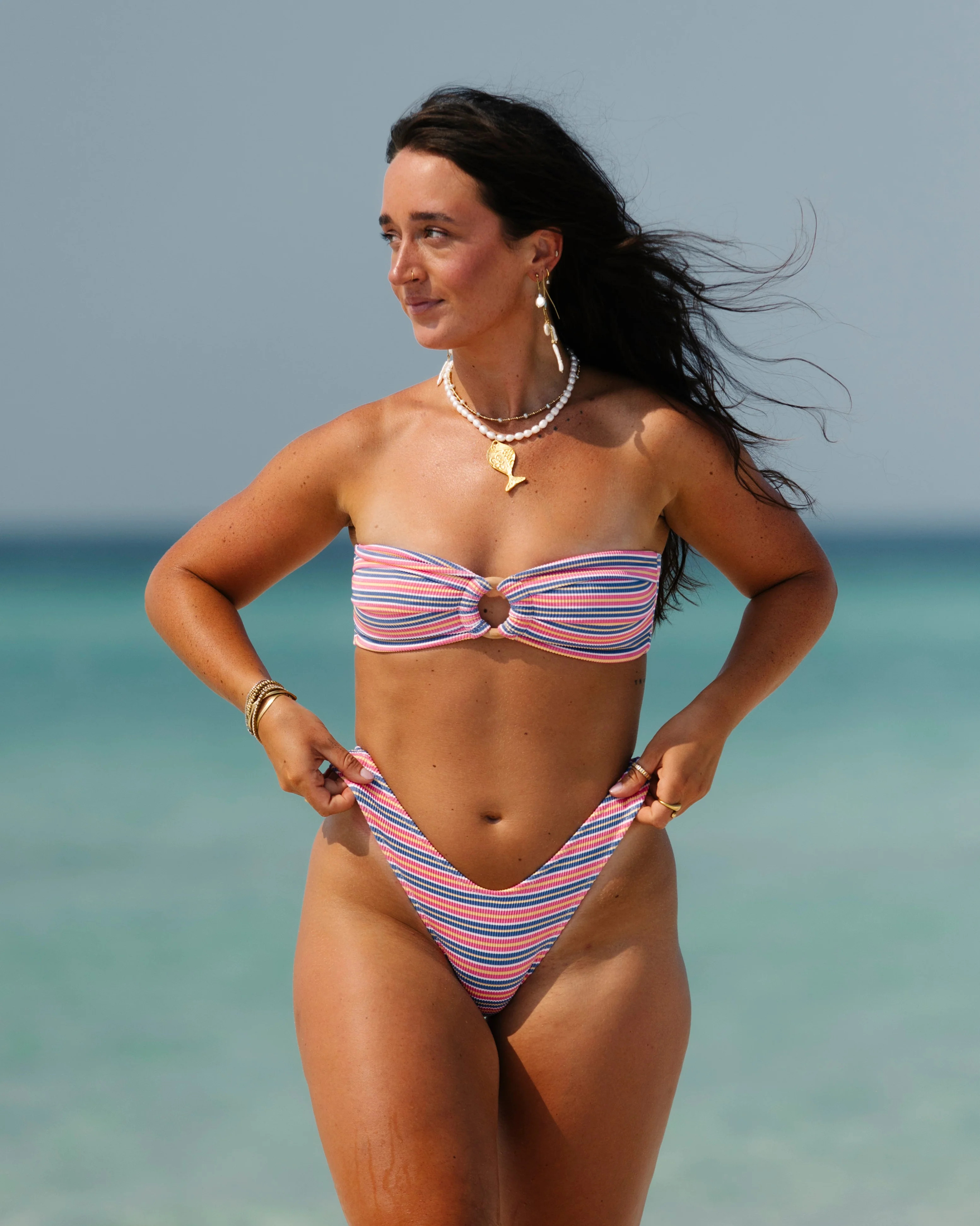 Sorbet Ribbed Bandeau Set | Honey Swim