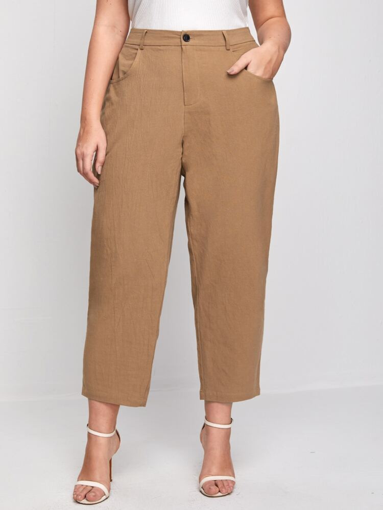 Plus Straight Leg Cropped Pants | SHEIN