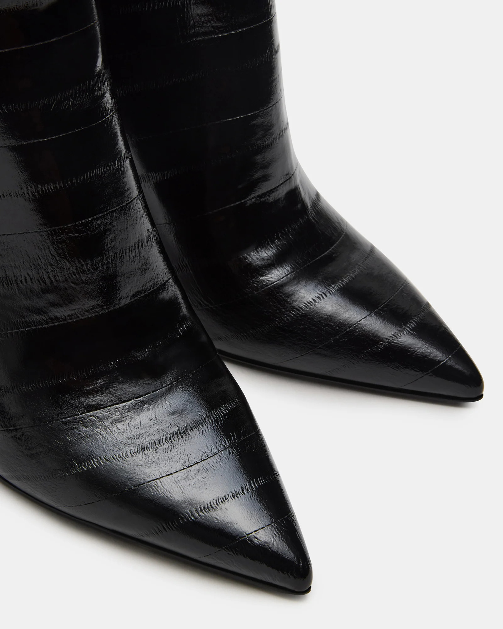 NITRO Black Eel Pointed-Toe Stiletto Heel Knee-High Women's Boots | Steve Madden (US)