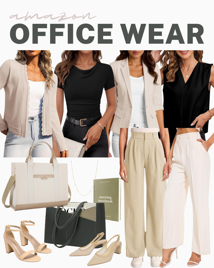 I’m thrilled to share these chic and comfortable styles for the office! OmicGot’s long-sleeve cardigan and ZESICA’s cowl neck top are among the favorites in this collection. Many are also loving these wide-leg pants from FUNYYZO, which pair perfectly with these sandals from DREAM PAIRS. I’ve found a couple of neat laptop tote bags that match the look.	

#LTKSeasonal #LTKSaleAlert #LTKTravel
 

 