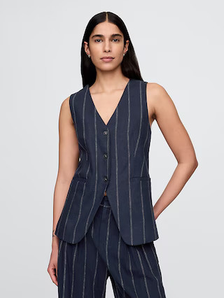 Linen-Blend Longline Vest | Gap (US)