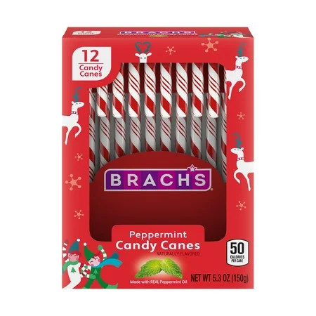 Brach's Peppermint Candy Canes, Christmas Candy Canes, 5.3 oz, 12 Count | Walmart (US)