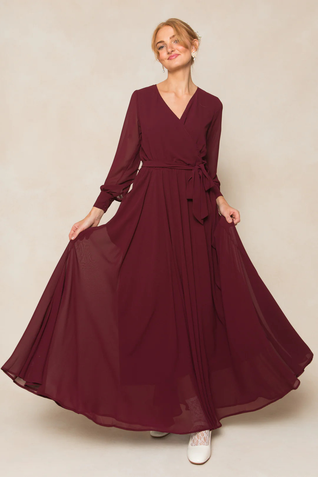 Andie Dress in Wine Chiffon | Ivy City Co