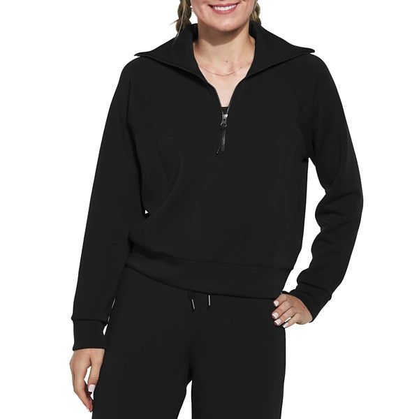 Women's Spanx AirEssentials Long Sleeve 1/2 Zip Medium Very Black | Scheels