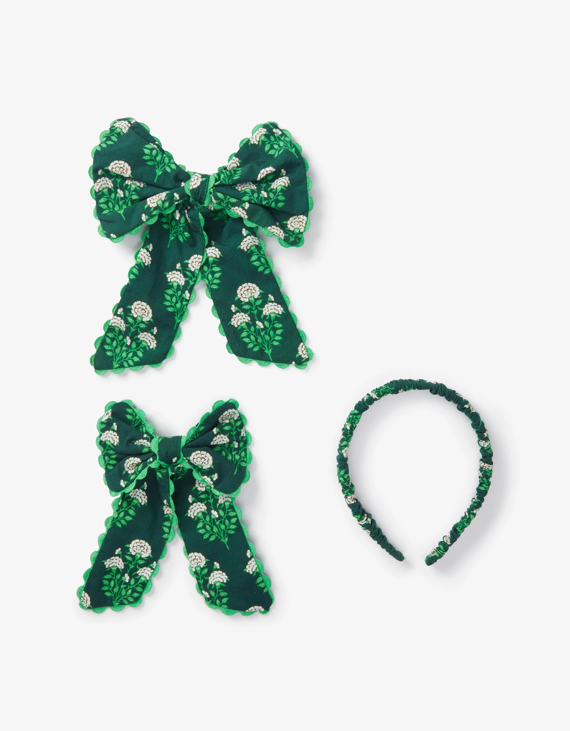 Forest Buta Bow & Headband Set – Black & Green | Pink City Prints | Pink City Prints UK