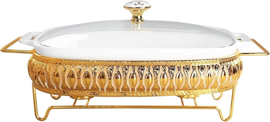 11" x 8" Ceramic Rectangular Casserole Dish with Glass Lid and rack, 1.6 Quart White Serving Soup... | Amazon (US)