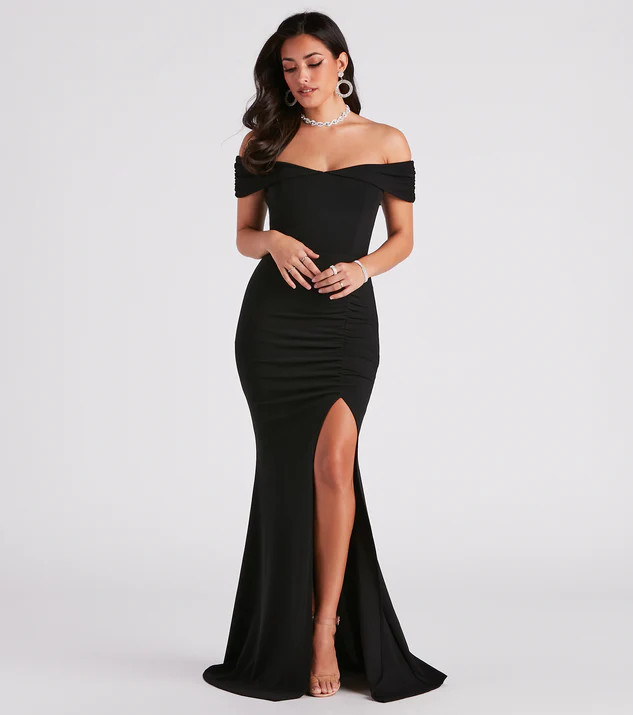 Samantha Formal Crepe Slit Dress | Windsor Stores