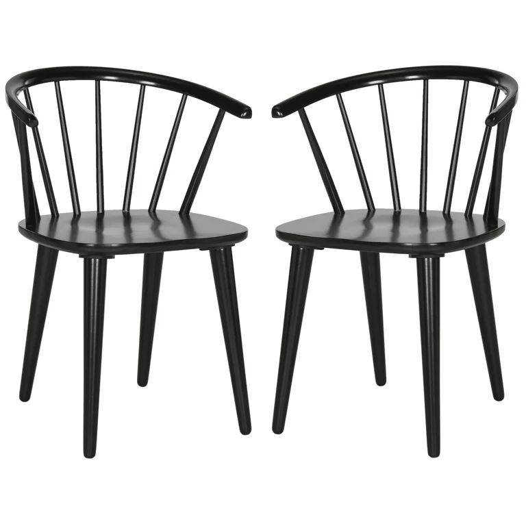SAFAVIEH Blanchard Mid-Century Curved Spindle Side Chair, Black | Walmart (US)