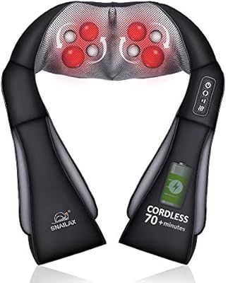Snailax Cordless Neck Back Massager - Shiatsu Neck and Shoulder Massager with Heat, Portable Mass... | Amazon (US)