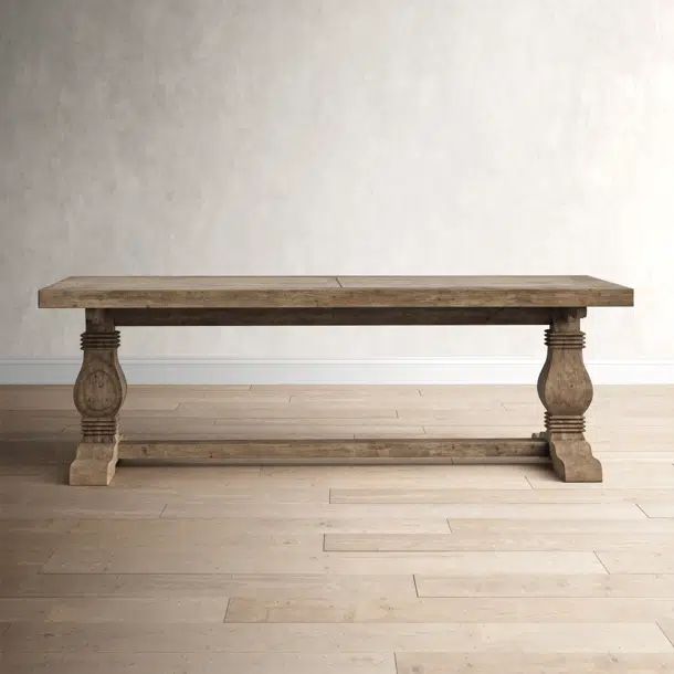 Kinston 94" Pine Solid Wood Trestle Dining Table | Wayfair Professional