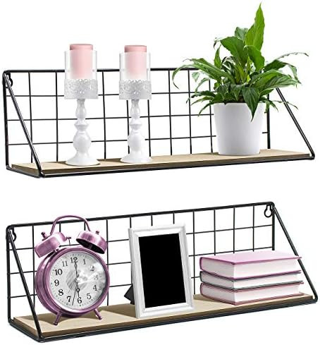 TIMEYARD Floating Shelves Wall Mounted Set of 2 Black Rustic Arrow Design Wood Storage for Bedroom,  | Amazon (US)